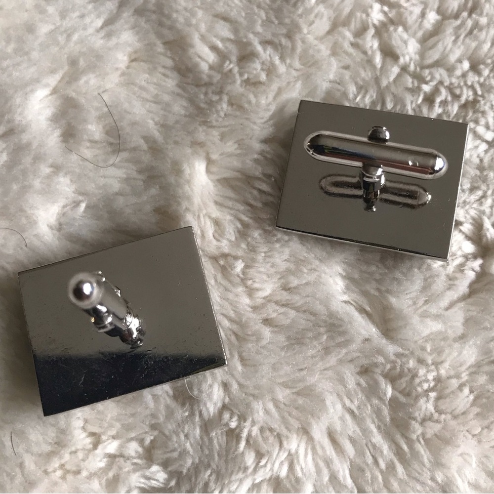 Swank Silver And Black Rectangular Cufflinks - image 4